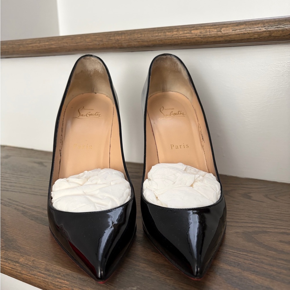Christian Louboutin Pigalle Follies 100mm 38.5 Black Patent - Picture 3 of 11